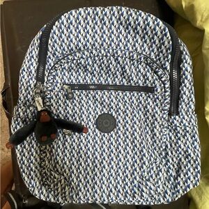 Kipling Backpack Geometric Blue and White Backpack